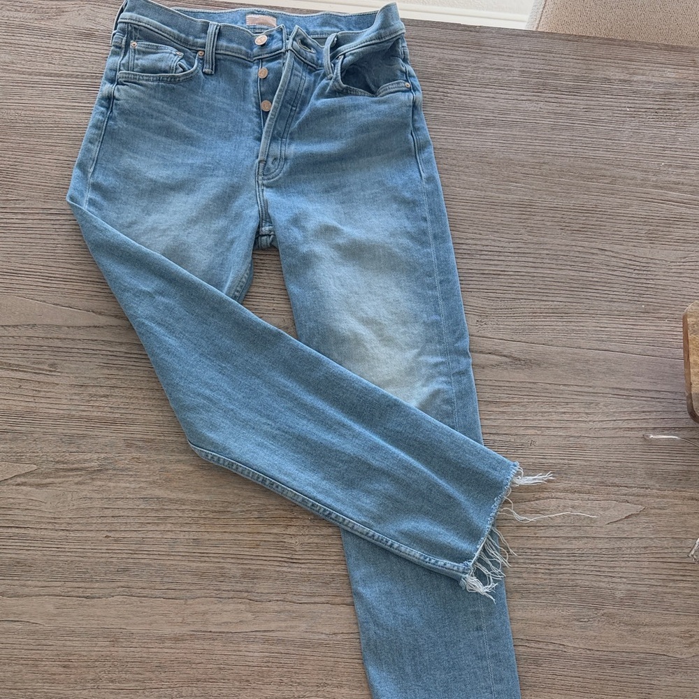 MOTHER Faded Blue Ankle Jeans